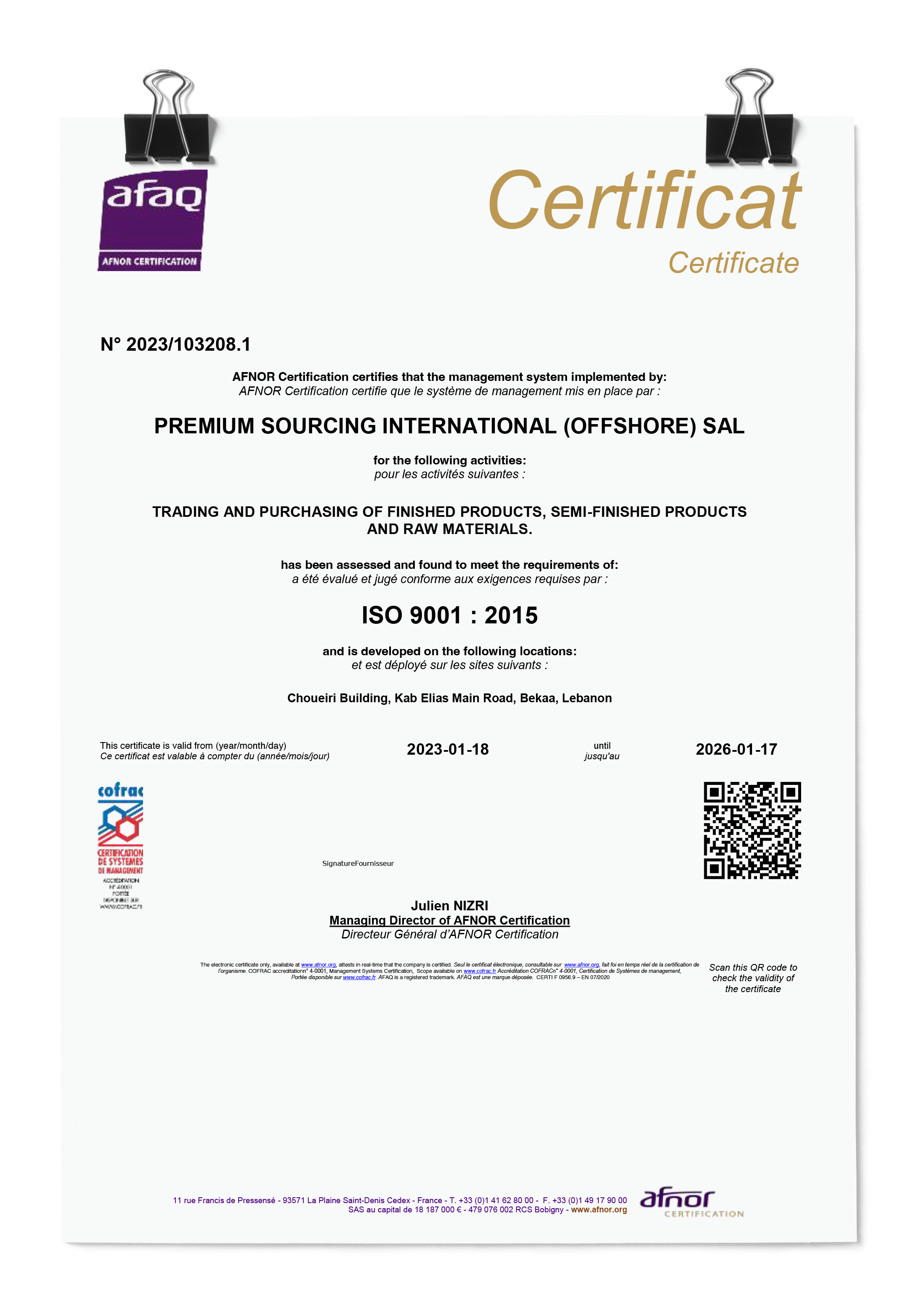 Iso Certificate